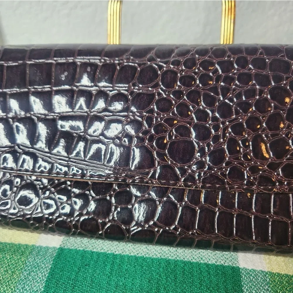 NWT Tianni Brown Faux Crocodile Leather Handbag Clutch